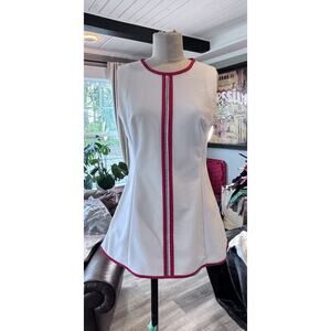 Vintage 1970s Tennis dress, Haymaker Size 10/Med See Measurements, White/Red